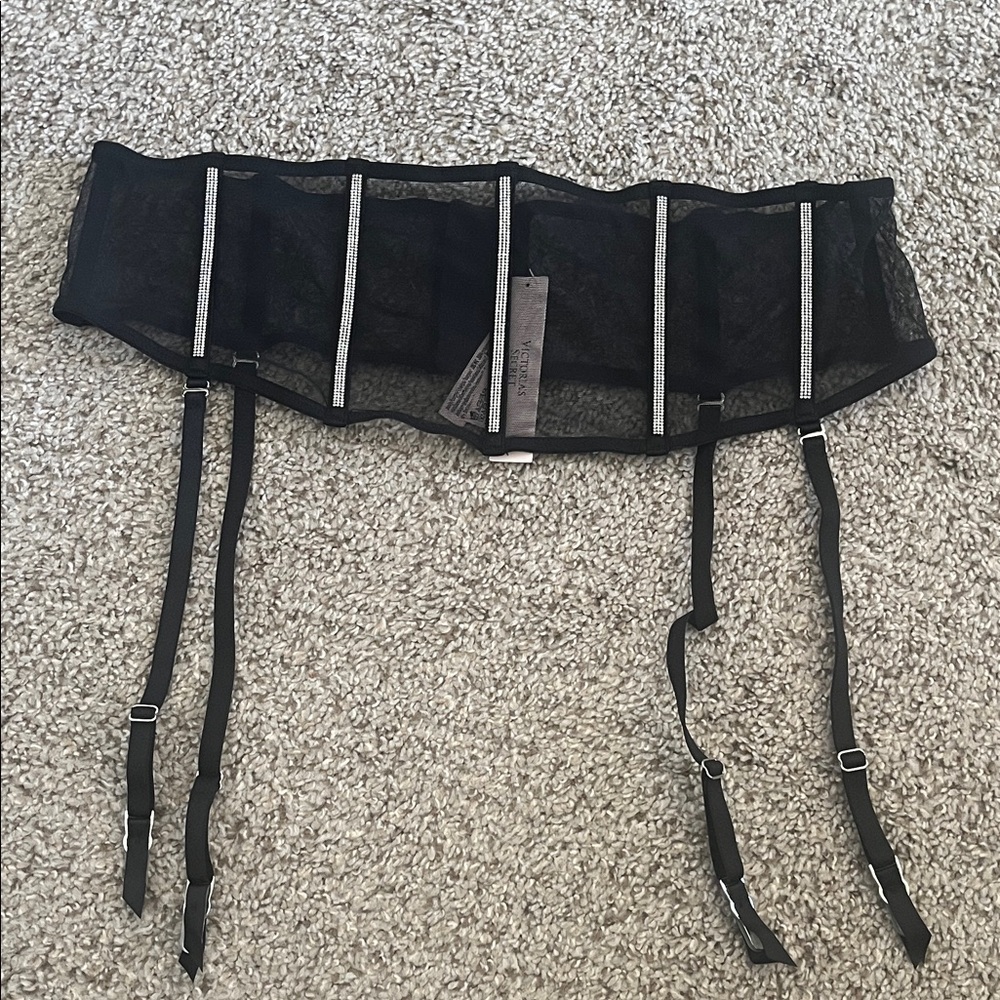 Black Rhinestone Garter Belt